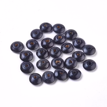 Svarta rondeller av trä, 14mm (100st)