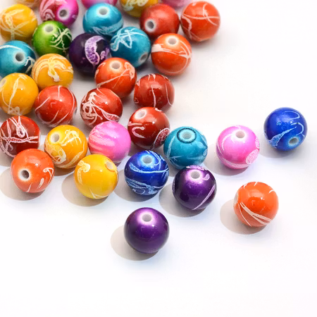 Runda akrylpärlor, mix drawbench, 6mm (50st)