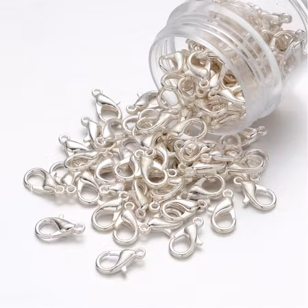 Klolås, 12mm, zink, nickelfria lås, silverplätterade (20st)