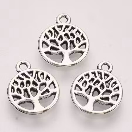 Livets träd, berlock, antik silver, 13,5x10mm (10st)