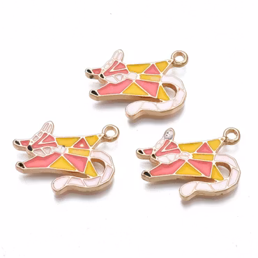 Emaljerade berlocker, origami, flygande ekorre, 23mm (3st)