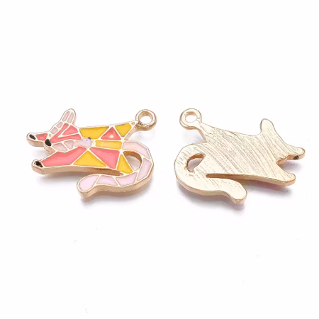 Emaljerade berlocker, origami, flygande ekorre, 23mm (3st)
