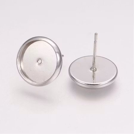 Örhängespins, stift med fattning, 10mm (2st)
