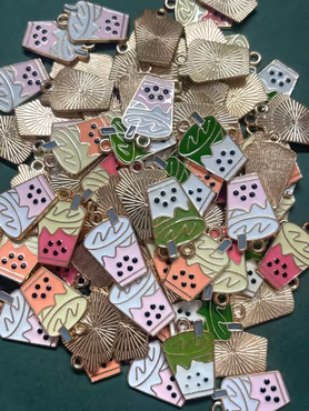 Berlocker, emaljerade boba, pastell, 23mm (5st)