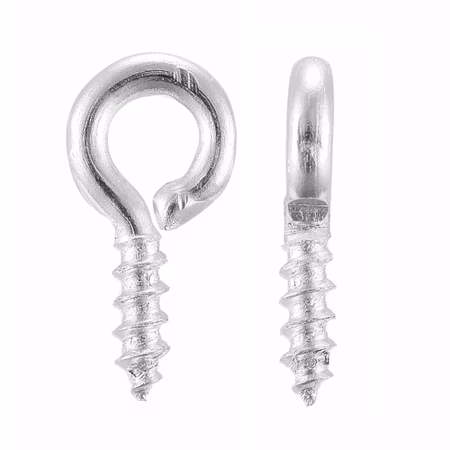 Hållbar Skruv för att montera krok, silver, 8x4x1mm (100st)
