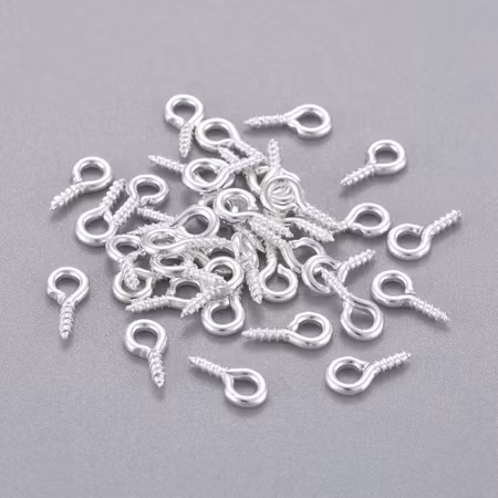 Hållbar Skruv för att montera krok, silver, 8x4x1mm (100st)