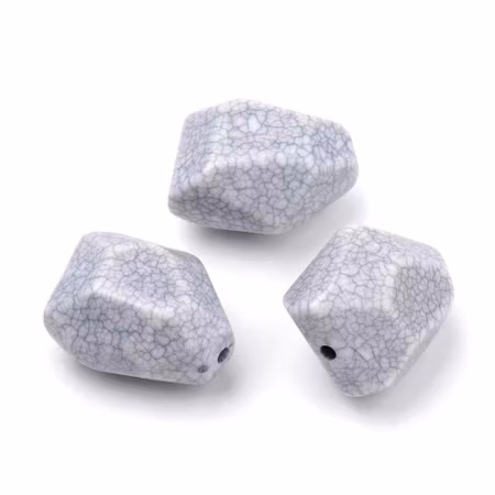 Stora gråa nuggets, pärlor av turkos imitation i akryl, 24mm (5st)