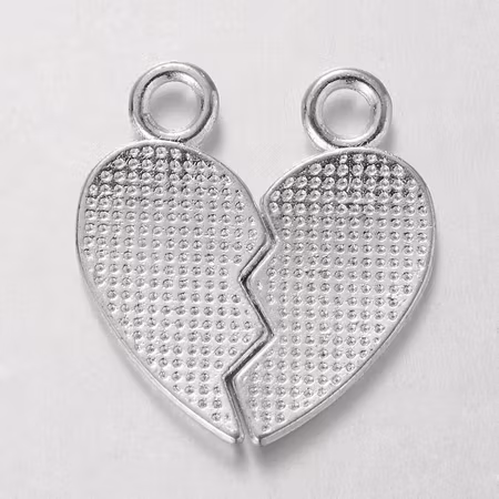 Hjärta love, delbar, tibetsilver, 23mm (1par)