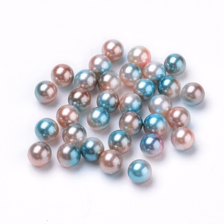 Dekorpärlor utan hål, rosa/blå/brun. 5mm (100st)