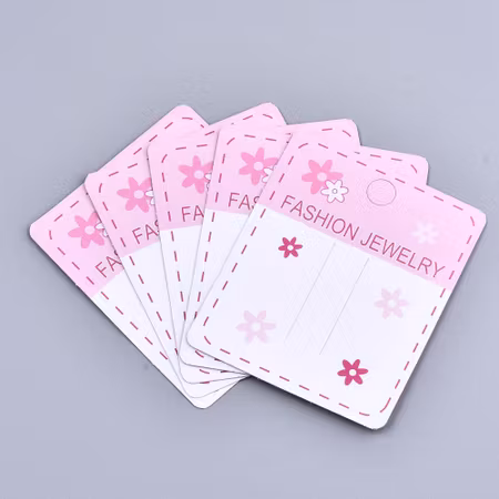 Display för hårklämma, vit med rosa, 7cm (10st)
