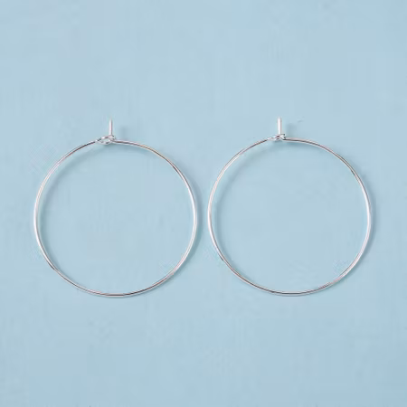 Hoops till vinglas, örhänge, solfångare, mässing silver (10st)