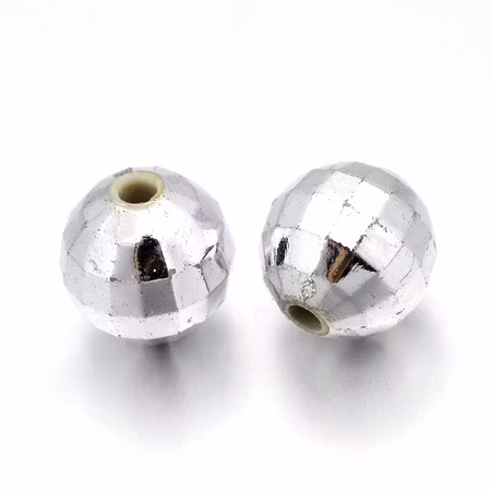 Slipade discokulor av akryl, silver, 8mm (50st)