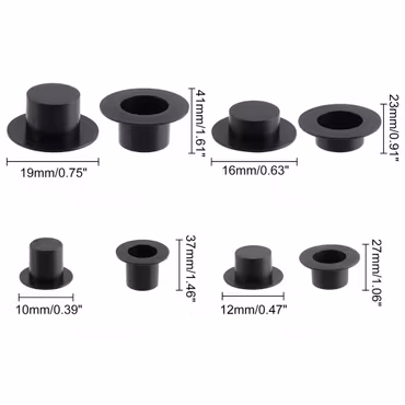 Top hat, miniatyrhattar av plast, set med 4 storlekar