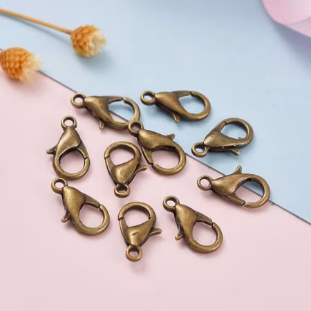 Klolås, 12mm, zink, antik brons (10st)