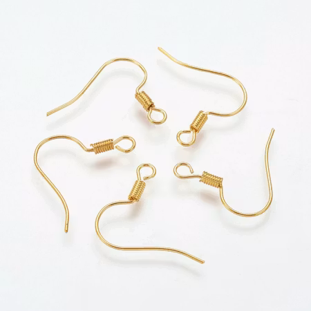 Örhängeskrokar, mässing, guld, 17mm (20st)