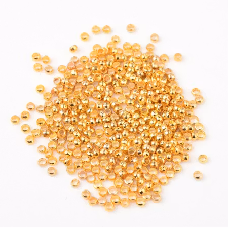 Klämpärlor av mässing, guld, 2mm (100st)