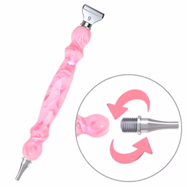 Rosa Diamond painting penna med två metallhuvud
