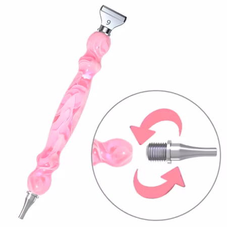 Rosa Diamond painting penna med två metallhuvud
