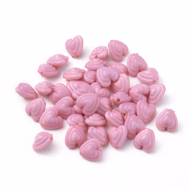 Grafiska rosa hjärtan i akryl, 11mm (50st)