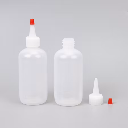 Klämflaskor med pip och kork, 180ml (2st)