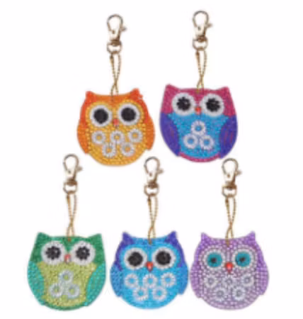 Nyckelringar diamond painting ugglor (5pack)
