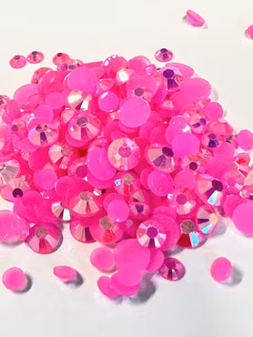 Strass, halvpärlor, hot pink, 4-6mm (10g)
