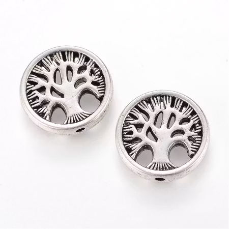 Livets träd, metallpärla, antik silver, 18x4mm (5st)