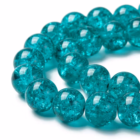Sträng med Krackelerade Teal, 8mm, glaspärlor (100st)