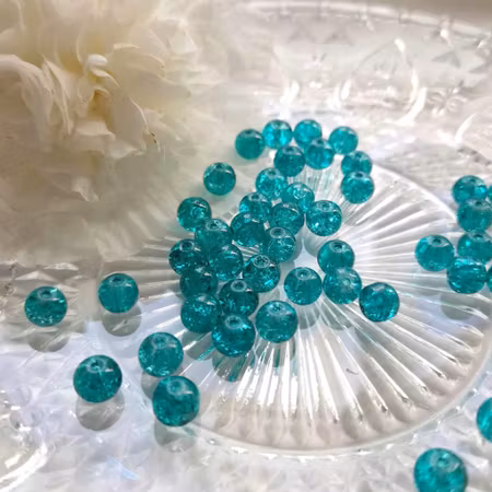 Sträng med Krackelerade Teal, 8mm, glaspärlor (100st)