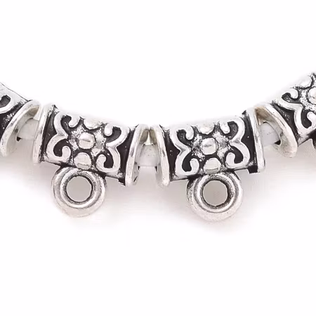 Berlockhållare, antik silver, tibet mönster, 7mm (20st)