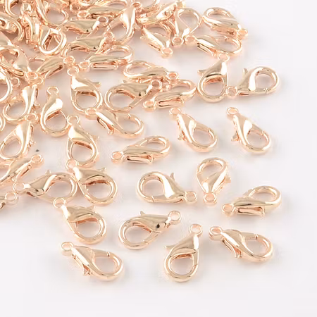 Klolås, 12mm, zink, roséguld, (10st)