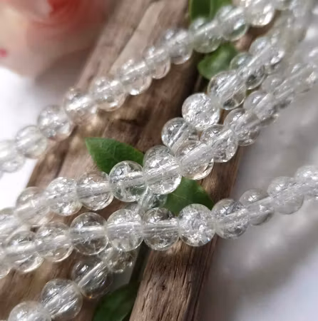 Glaspärlor 6mm krackelerade iced ice baby sträng med 133st