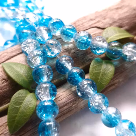 Sträng glaspärlor, Krackelerade iced waterfall, 8mm (100st)