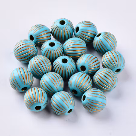 Konjurerad turkos akrylpärla med guldplätering, 11,5mm (20st)