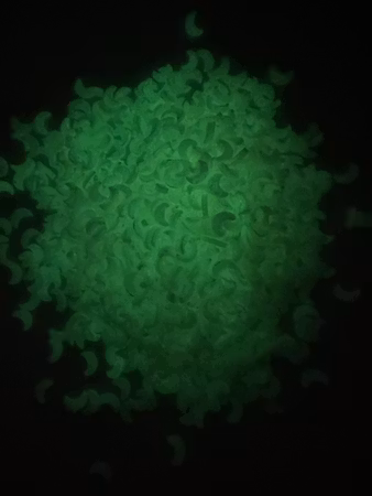 Måne av polymerlera, vita självlysande, strössel (10g)