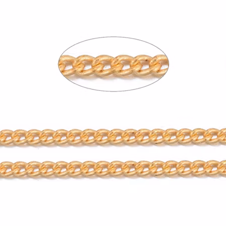 Twistkedja, mässing, 1,8x1mm, guld (3 meter)