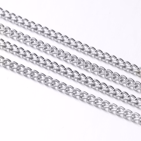 Twistkedja, 2x3mm, platinum, järn (3 meter)