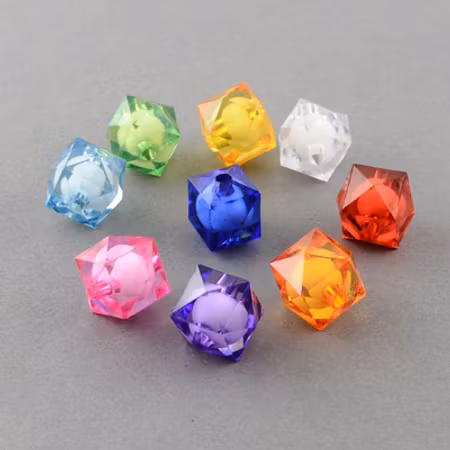 Slipade akrylkuber, 8mm, bead in bead, mix (100st)