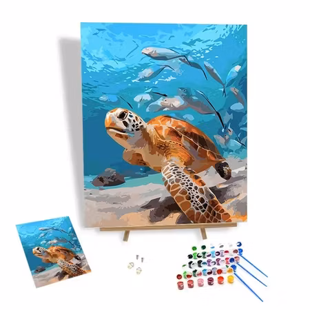 Painting by numbers, sköldpadda nr1, 40x50cm, med ram.