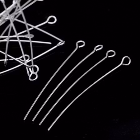 Långa öglepinnar, 5cm, järn, silver (50st)