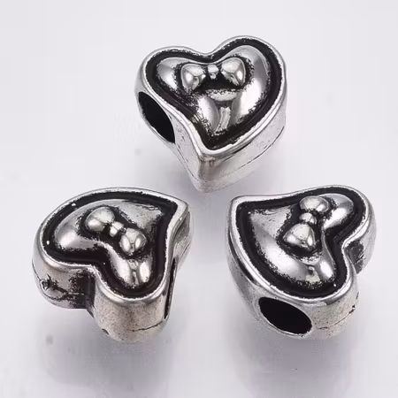 Hjärta, CCB, ormlänk, antik silver, 12mm (20st)