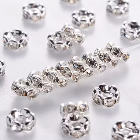Strassrondell, 6mm, Klass AAA, vågig, silver, mässing (10st)