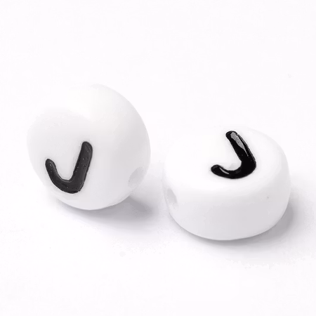 Bokstav J, bokstavspärlor, 7mm (50st)