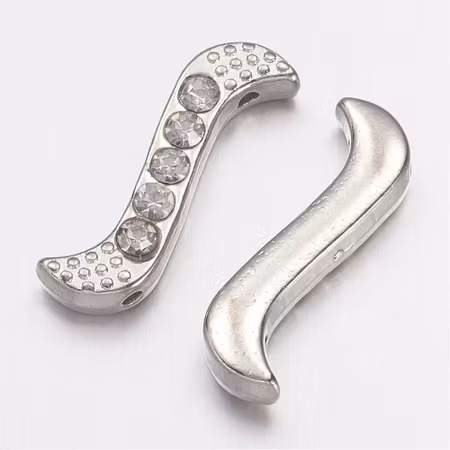 S-formade mellandelar för multistrand med rhinestones, 19x6,5mm (10st)