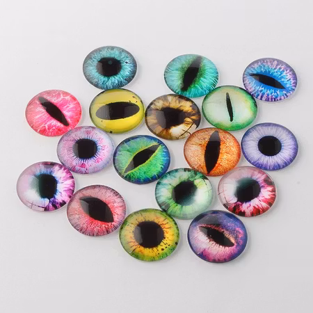 Ögon, Mixade cabochons, 10mm (5par, 10st)