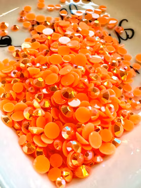 Rhinestones, Strass, halvpärlor, orange, 4-6mm (10g)