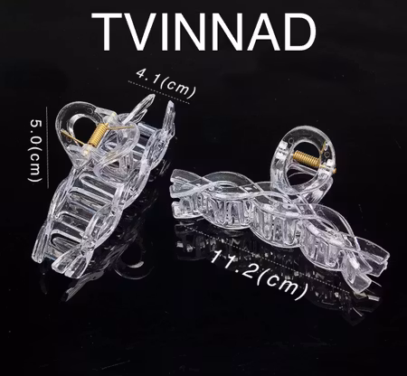 Hårklämma, stor tvinnad transparent, produkt att fluffa, 11,2cm
