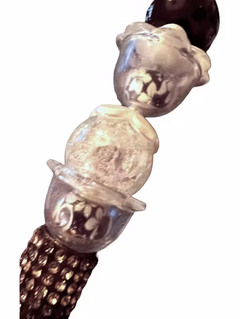 Kupol till penna, transparent glittrig akryl, 24x15mm (5st)