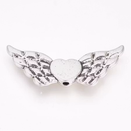 Stora änglavingar, hjärta i metall, 41,5mm (5st)