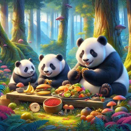 Painting by numbers, panda på buffé, 40x40cm, med trästomme.